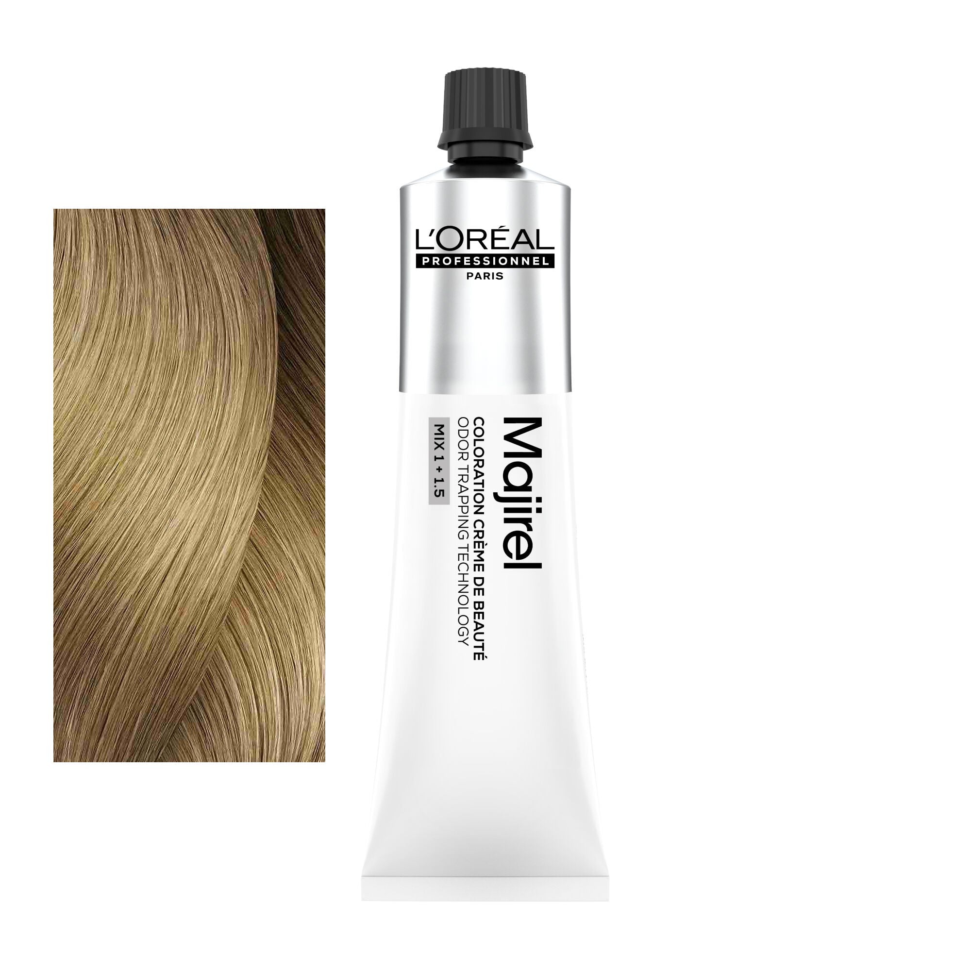 Coloração Majirel tom 9.03: amostra da cor junto ao tubo de 60 ml