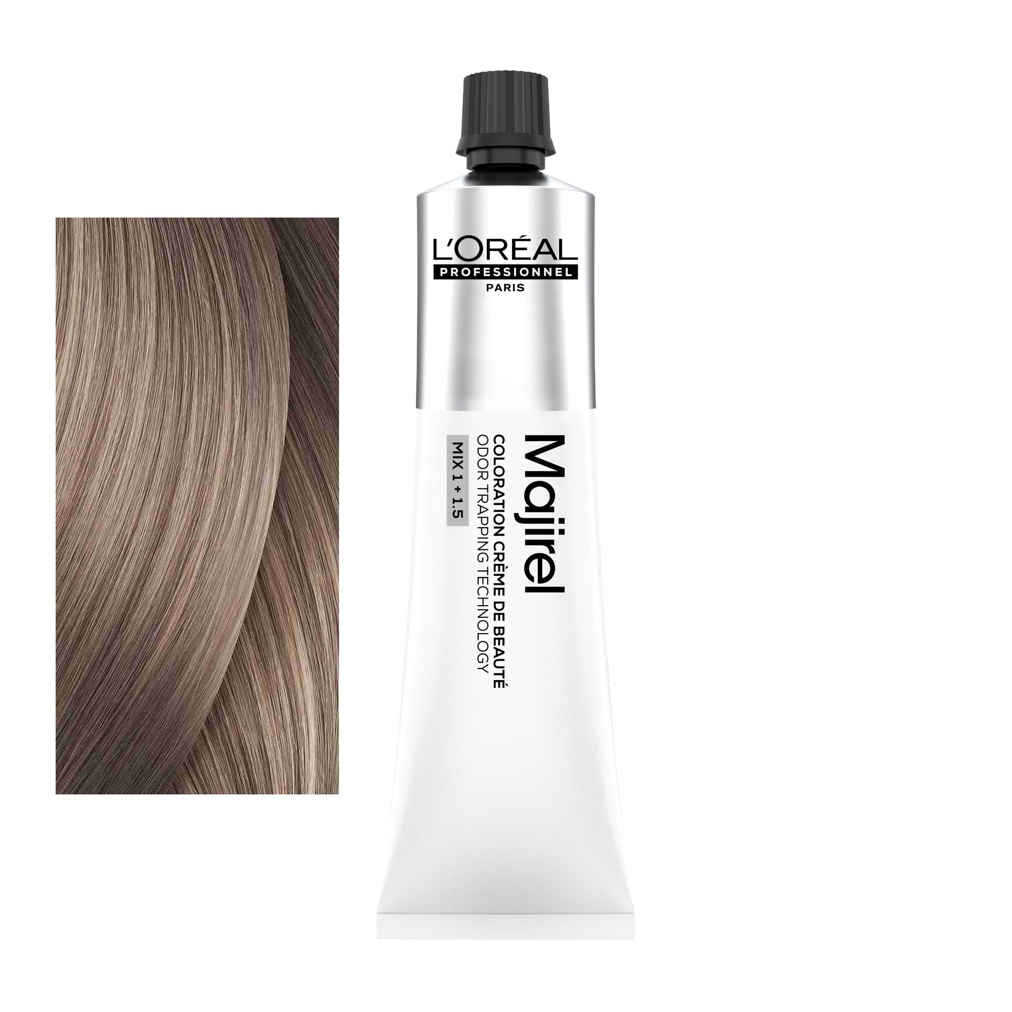Coloração Majirel tom 9.22: amostra da cor junto ao tubo de 60 ml