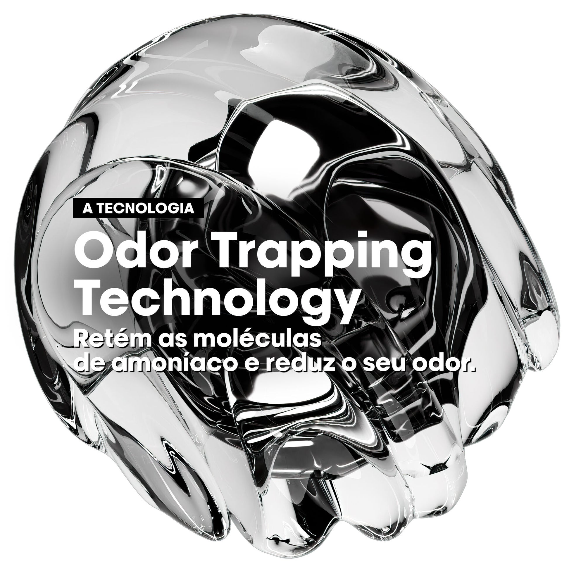Odor Trapping Technology: retém as moléculas de amoníaco e reduz o odor