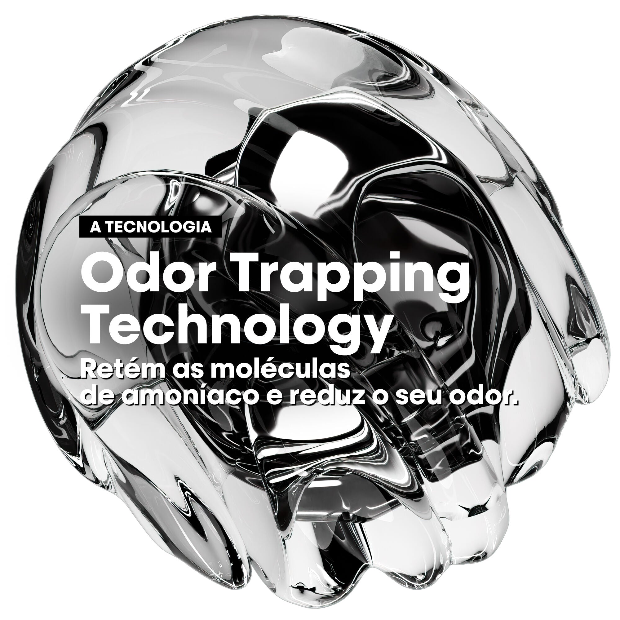 Odor Trapping Technology: retém as moléculas de amoníaco e reduz o odor