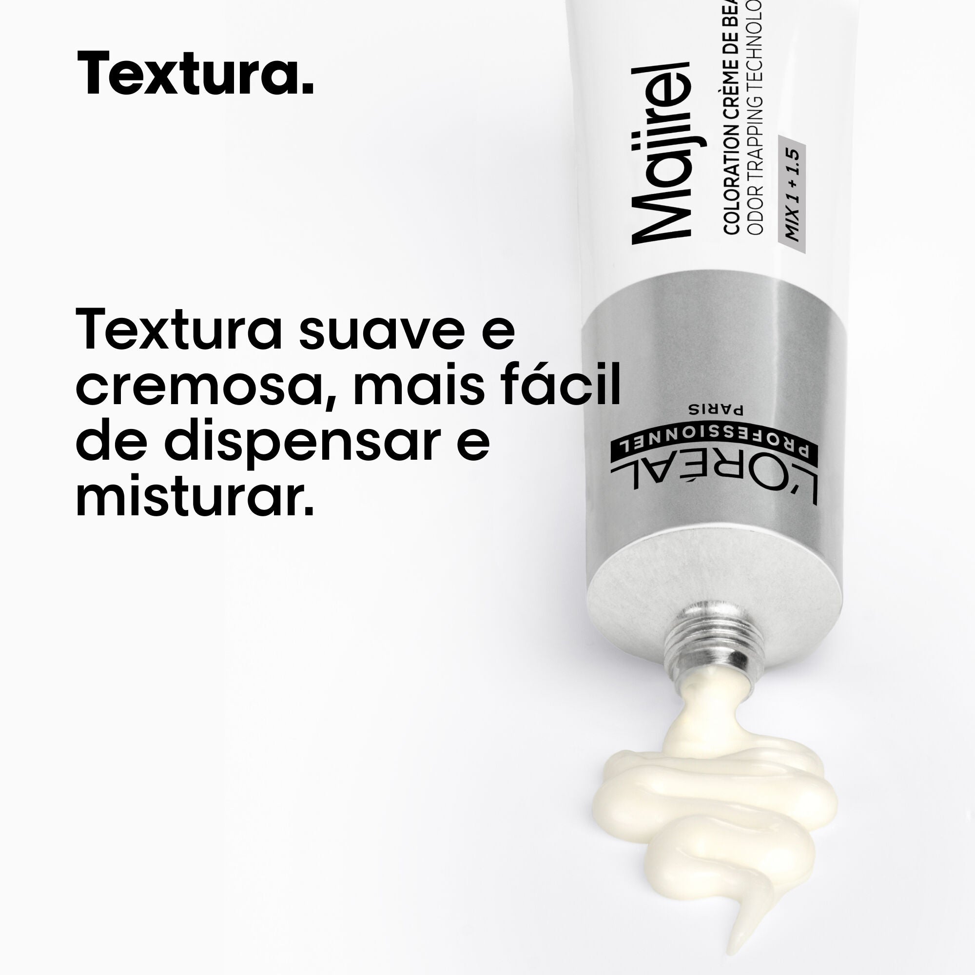 Textura cremosa do Majirel, mais fácil de dispensar e misturar