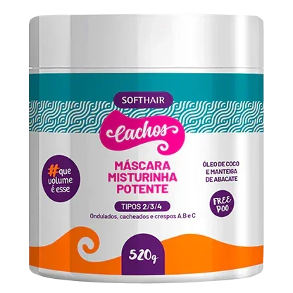 Soft Hair Máscara Misturinha Potente Cachos Tipo 2/3/4 520g - Ilha dos cosméticos