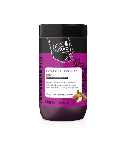 Real Natura Pro-Lisos Anti Frizz Argan Máscara Sem Sal 1kg (Liberado) - Ilha dos cosméticos