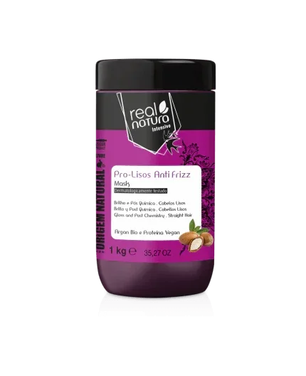 Real Natura Pro-Lisos Anti Frizz Argan Máscara Sem Sal 1kg (Liberado) - Ilha dos cosméticos