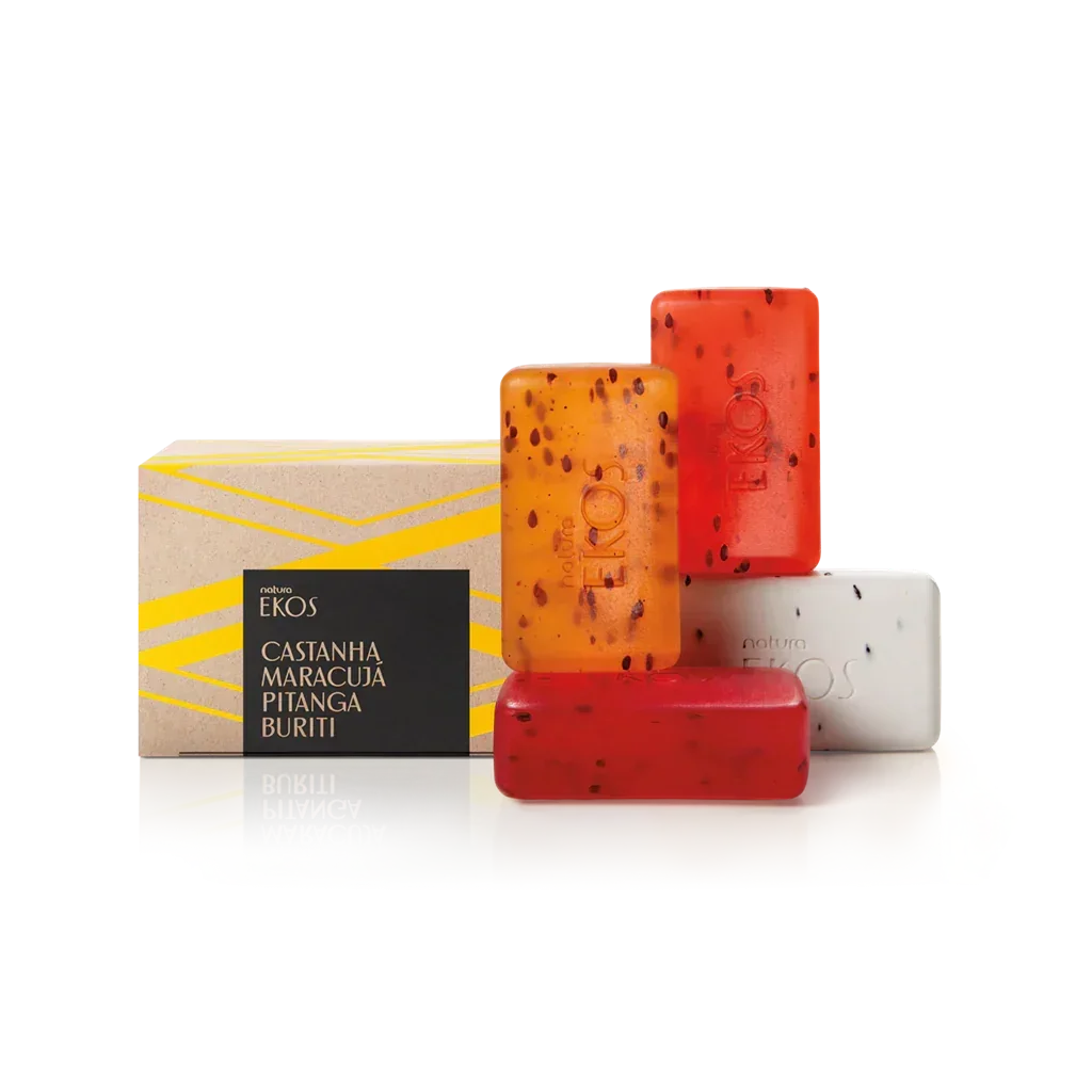 Natura Ekos Sabonete Cremoso e Esfoliante de Castanha Maracujá Pitanga e Buriti 4x100g - Ilha dos cosméticos