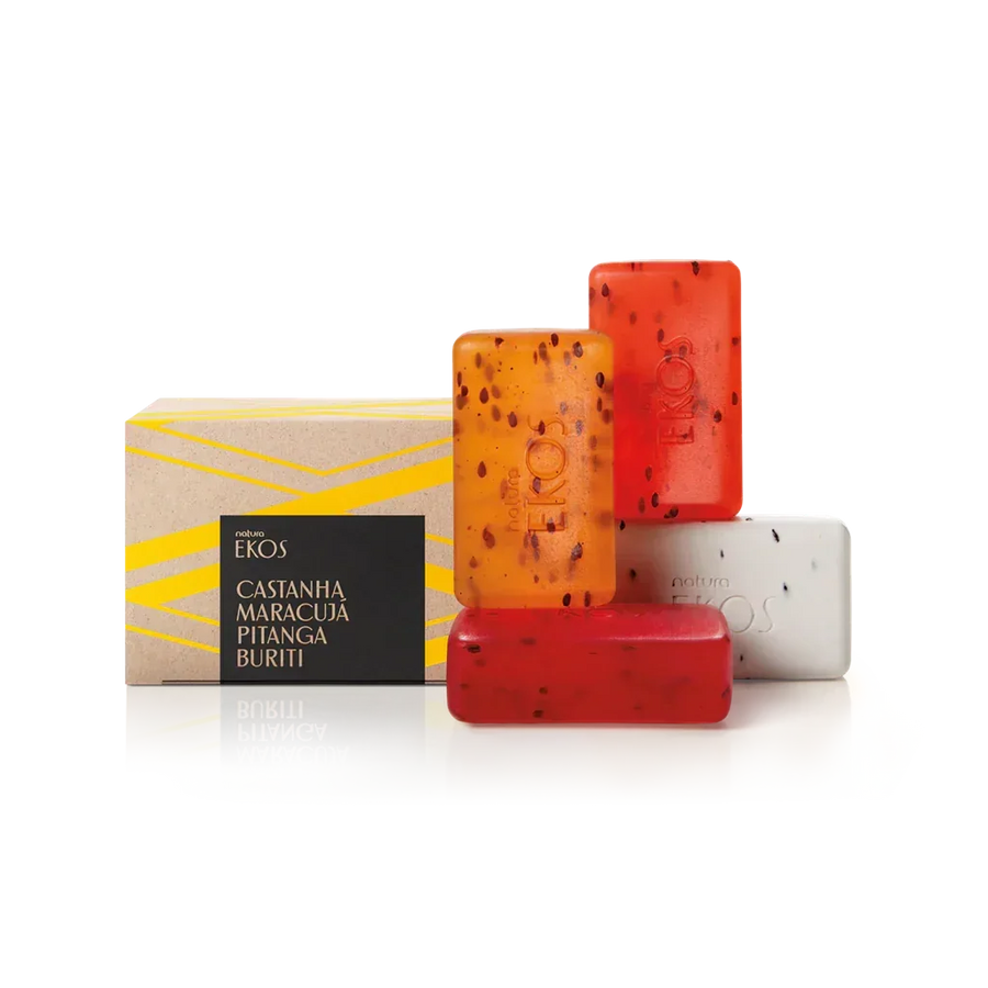 Natura Ekos Sabonete Cremoso e Esfoliante de Castanha Maracujá Pitanga e Buriti 4x100g - Ilha dos cosméticos