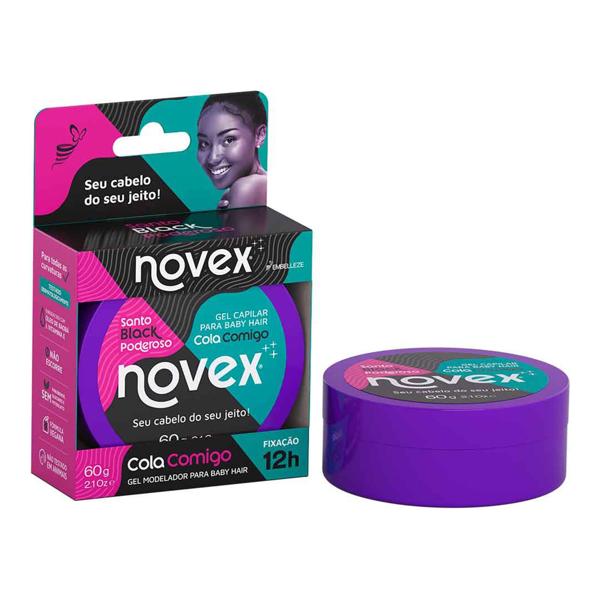 Novex Santo Black Poderoso Gel Cola Comigo 60g, foto oficial da marca