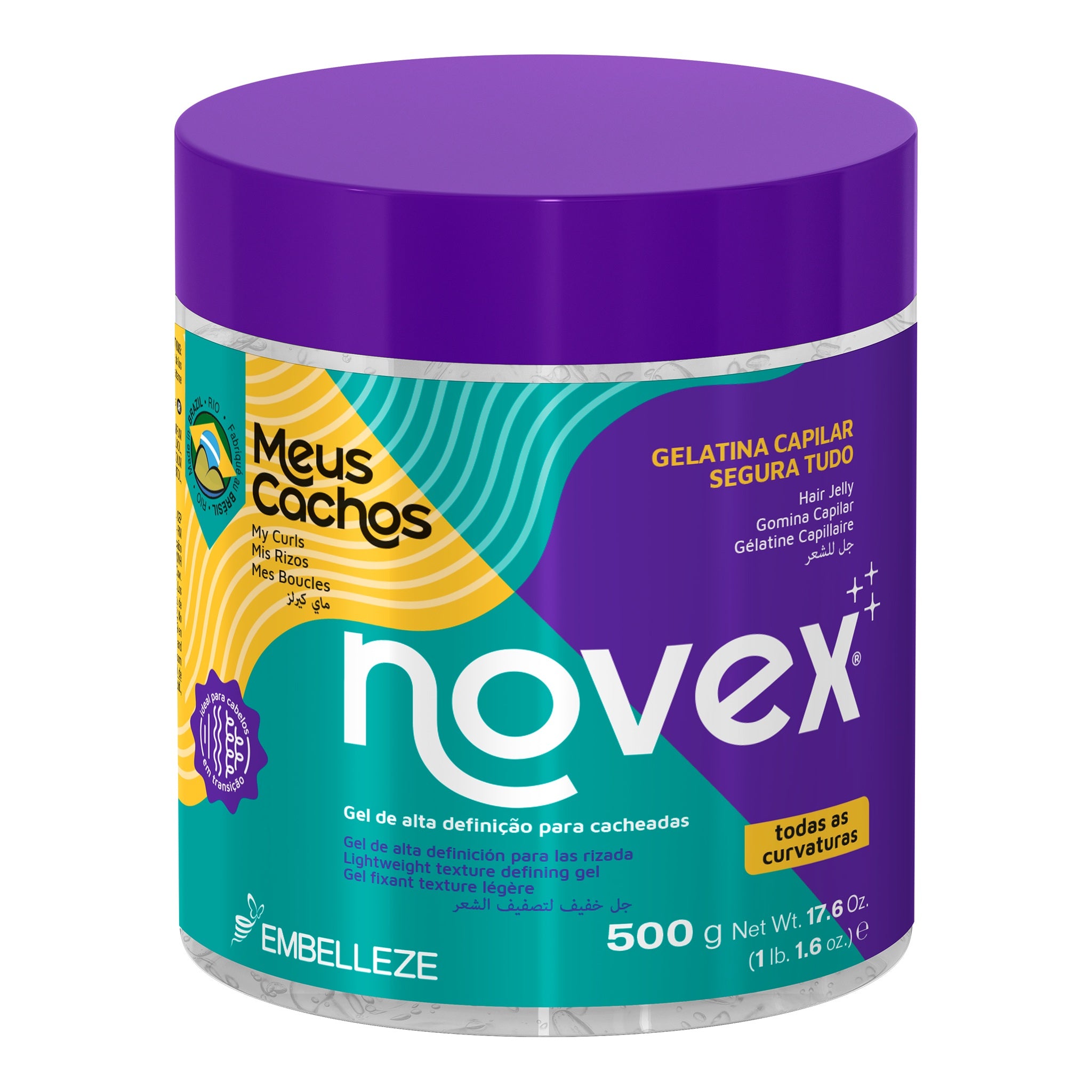 Novex Meus Cachos Gelatina Segura Tudo 500g, foto oficial da marca