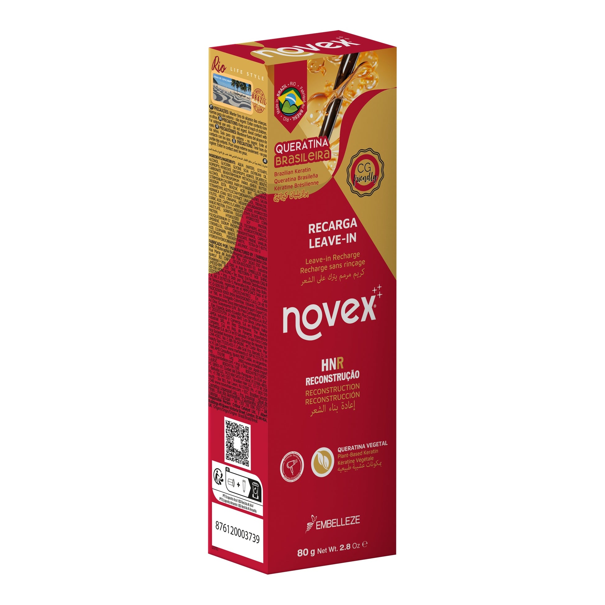 Novex Recarga de Queratina Brasileira 80g, foto oficial da marca