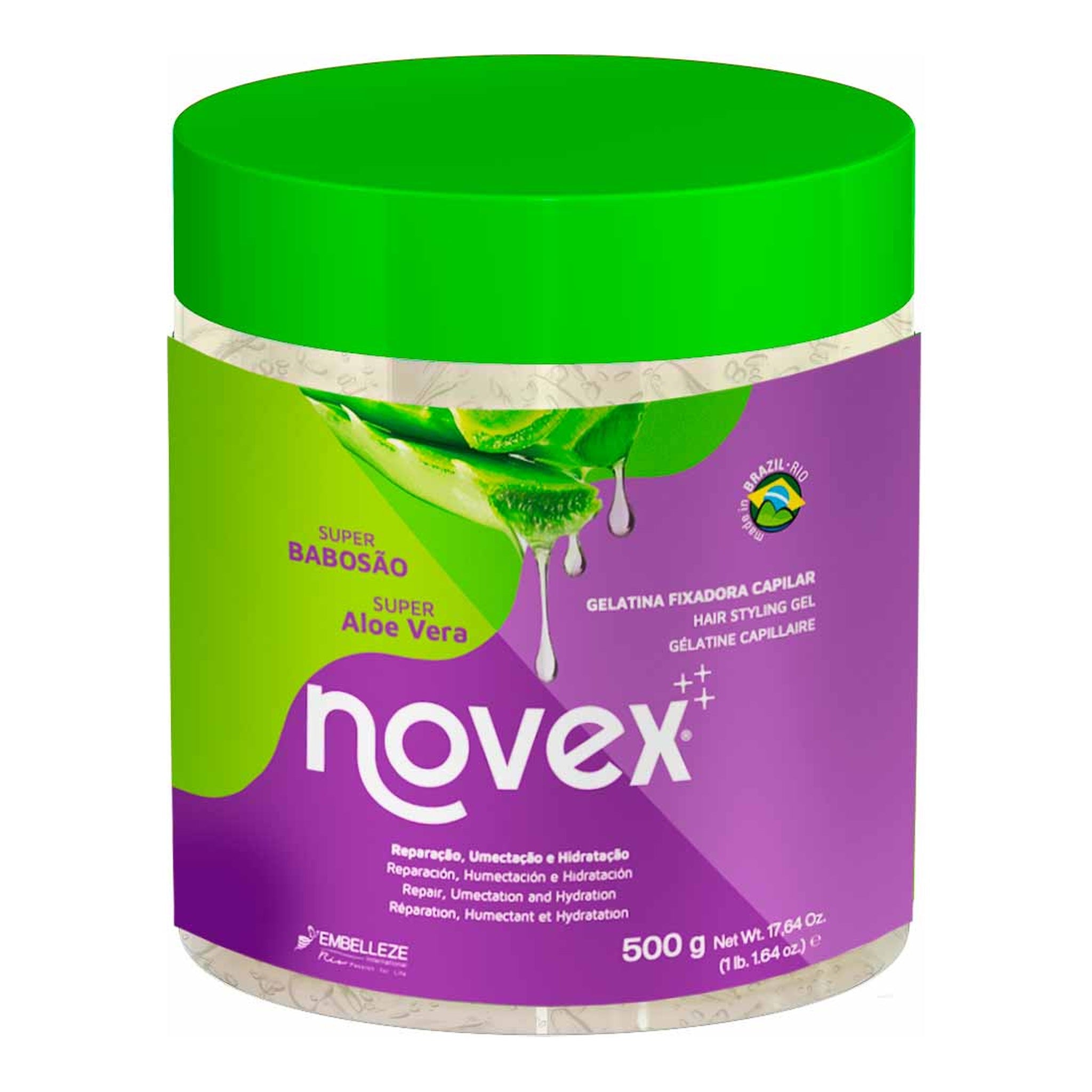 Novex Super Babosão Aloe Vera Gelatina Fixadora  500g, foto oficial da marca