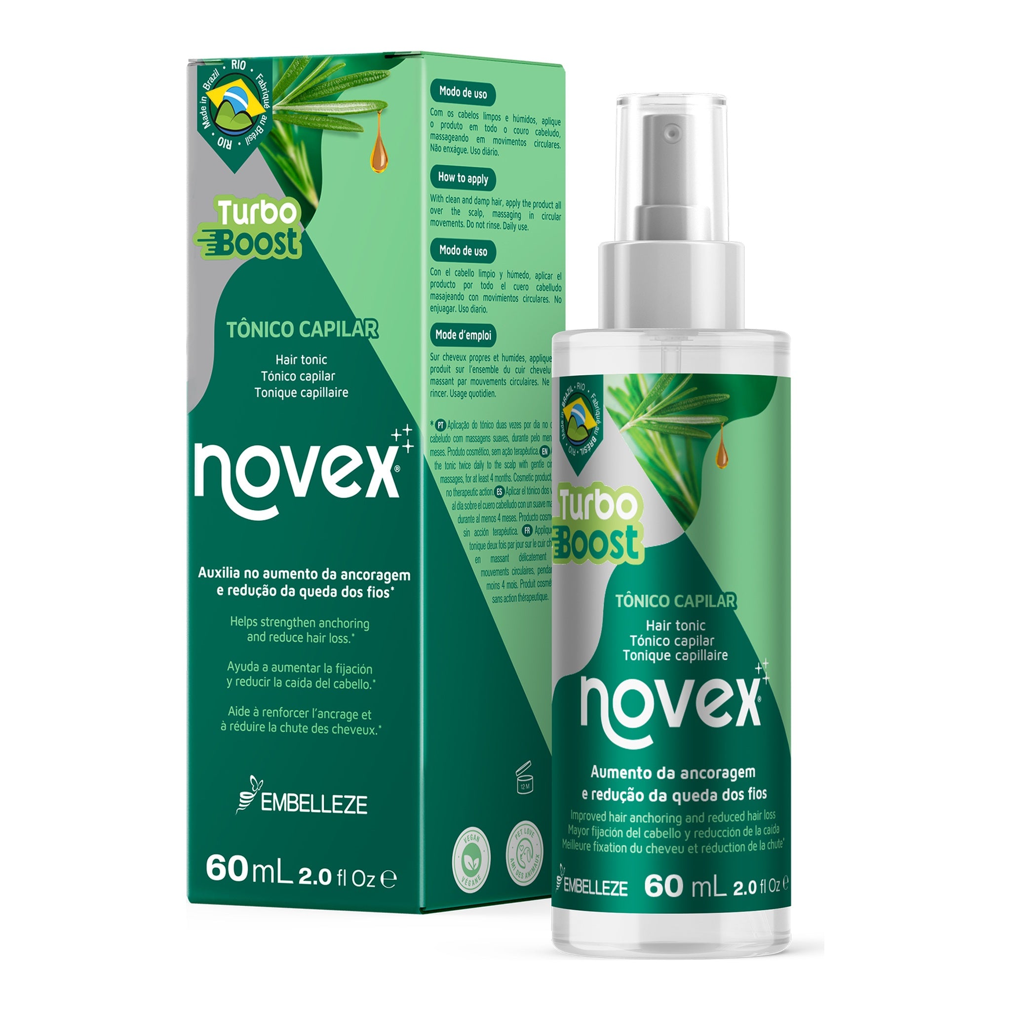 Novex Turbo Boost Tónico Capilar Antiqueda 60ml, foto oficial da marca