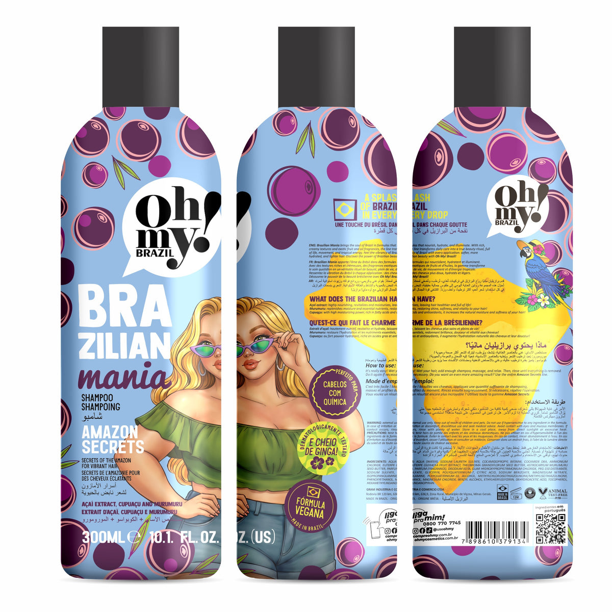 Oh My! Brazilian Mania Amazon Secrets Shampoo para Cabelos com Química 300ml