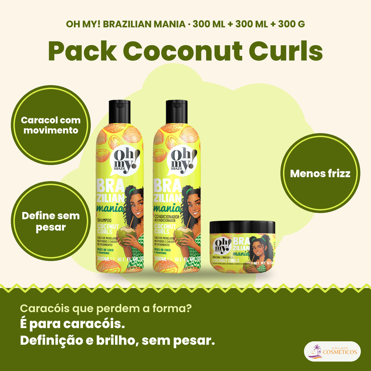 Pack Coconut Curls 300 ml: para quem é e o que faz