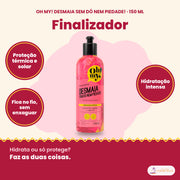 Finalizador Desmaia Oh My! 150 ml: proteção térmica e solar, fica no fio, sem enxaguar, hidratação intensa