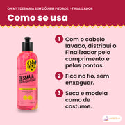 Como se usa o Finalizador Desmaia Oh My!: distribuir no cabelo lavado, sem enxaguar, e secar como de costume