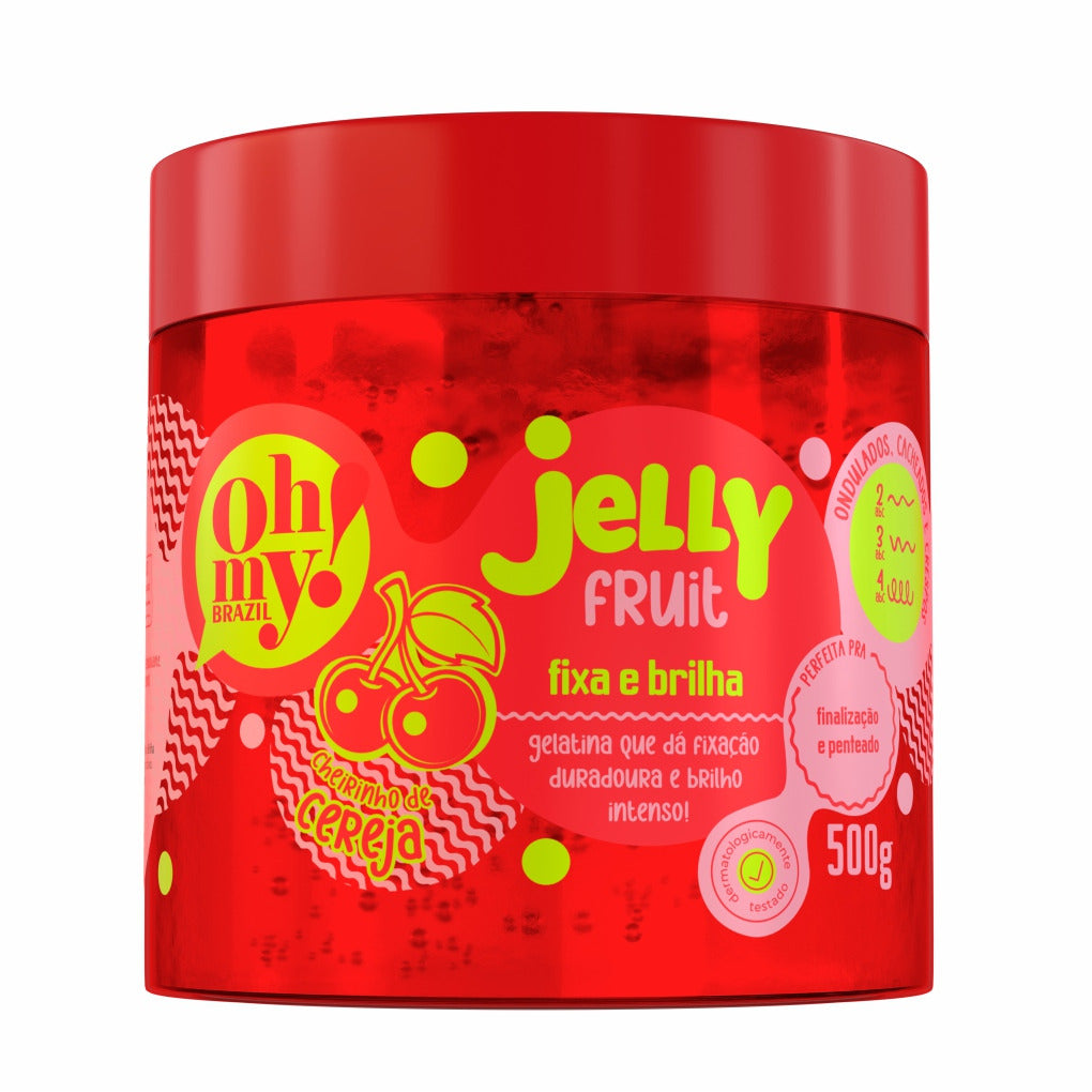 Oh My! Jelly Fruit Fixa e Brilha Gelatina de Cereja para Fixação e Brilho 500g