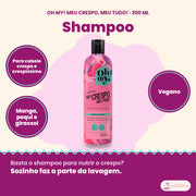 Shampoo Meu Crespo Oh My! 300 ml: para cabelo crespo e crespíssimo, manga, pequi e girassol, vegano