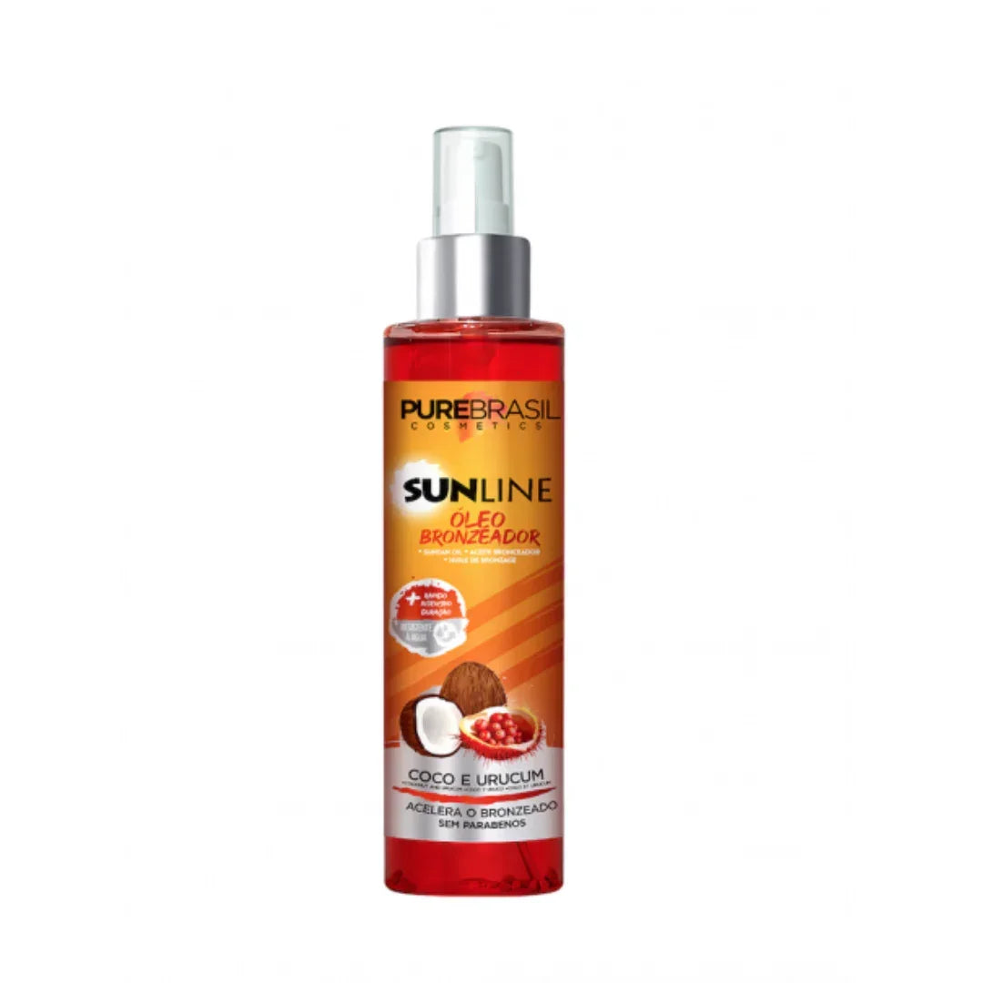 Pure Brasil Óleo Bronzeador de Coco com sementes de Urucum 200ml - Ilha dos cosméticos