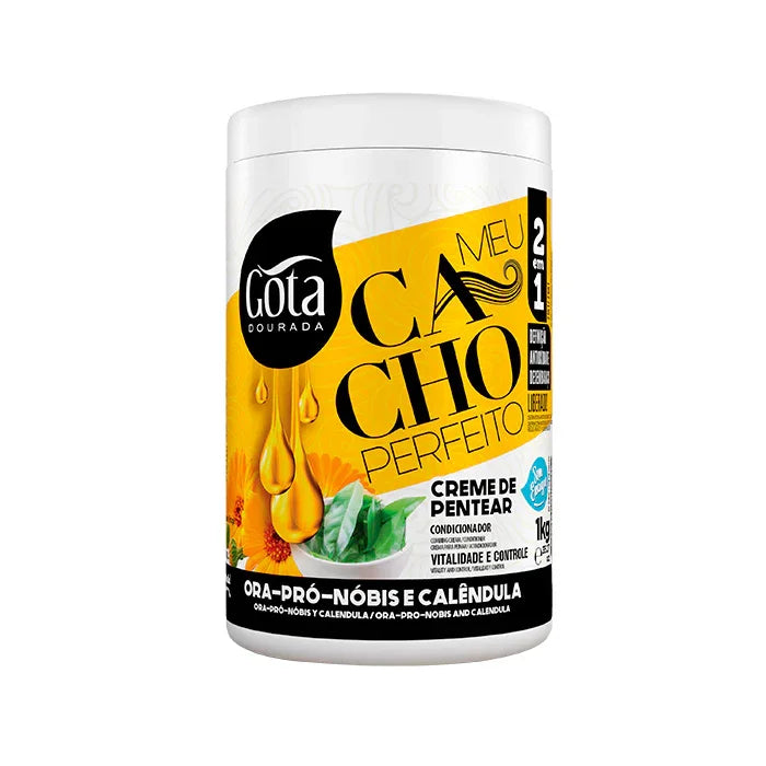 Gota Dourada Meu Cacho Perfeito Ora-pró-nóbis e Calêndula Creme de Pentear 1kg - Ilha dos cosméticos
