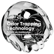 Odor Trapping Technology: retém as moléculas de amoníaco e reduz o odor