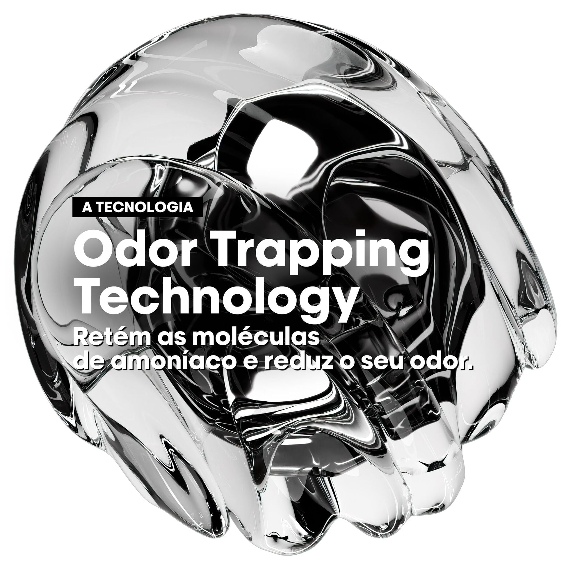 Odor Trapping Technology: retém as moléculas de amoníaco e reduz o odor