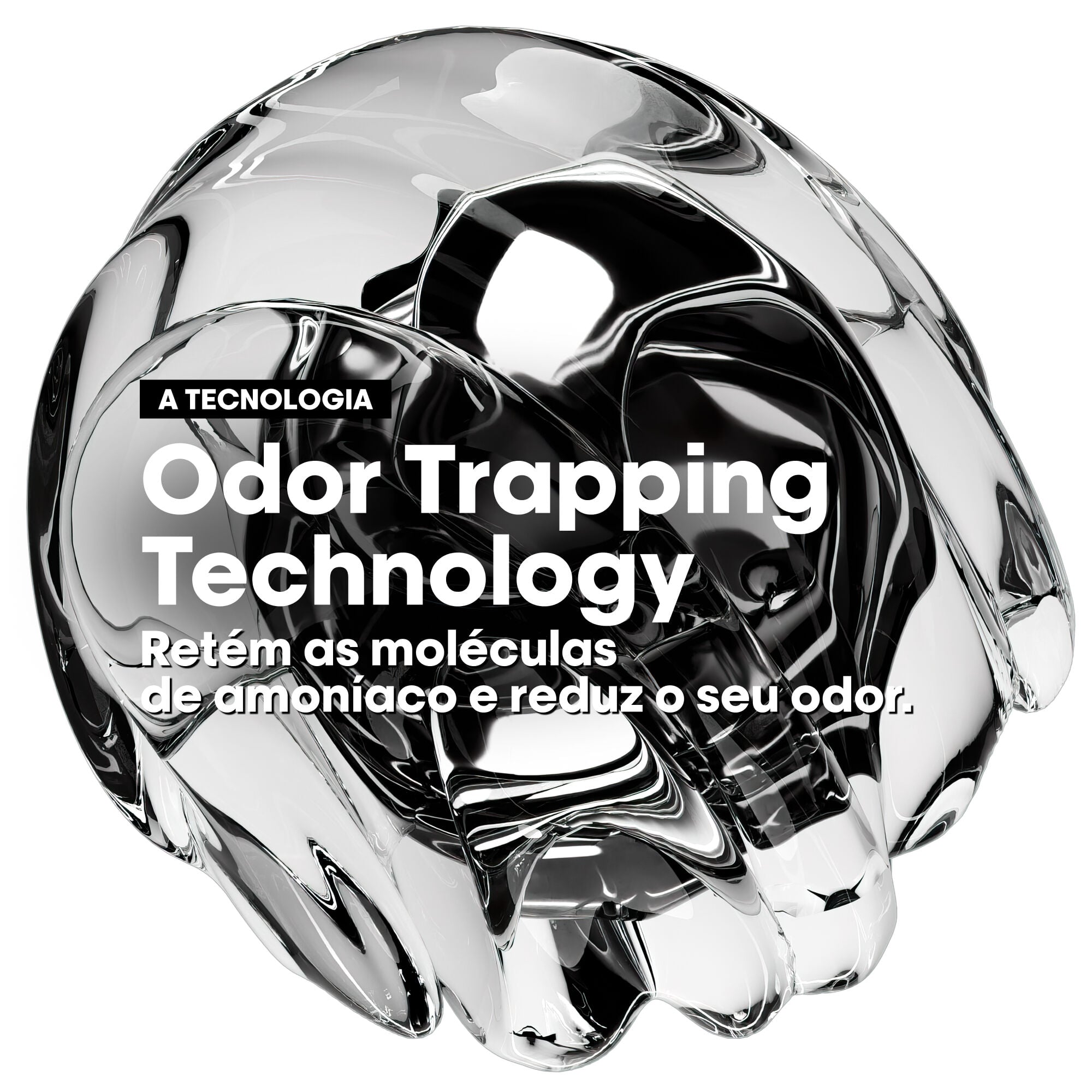 Odor Trapping Technology: retém as moléculas de amoníaco e reduz o odor