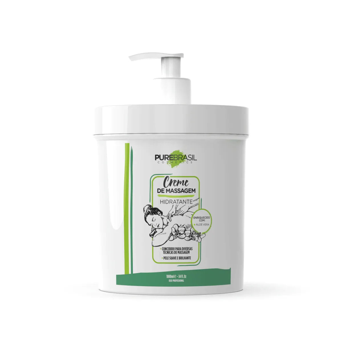 Pure Brasil Creme De Massagem Hidratante Aloé Vera 1kg - Ilha dos cosméticos