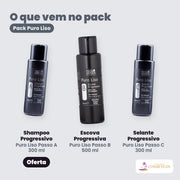 O que vem no Pack Real Natura Puro Liso: Shampoo, Escova Progressiva e Selante