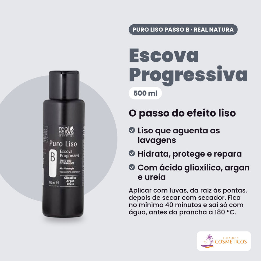 Como se usa a Escova Progressiva Real Natura Puro Liso, Passo B