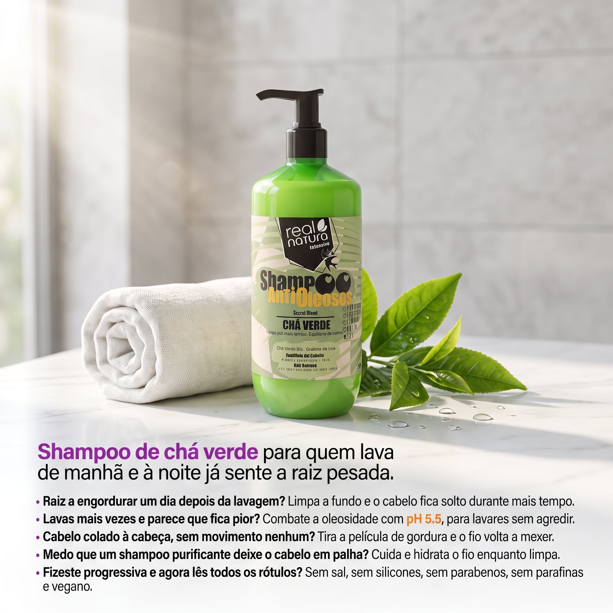 Real Natura Shampoo AntiOleosos Chá Verde 500ml — foto 2