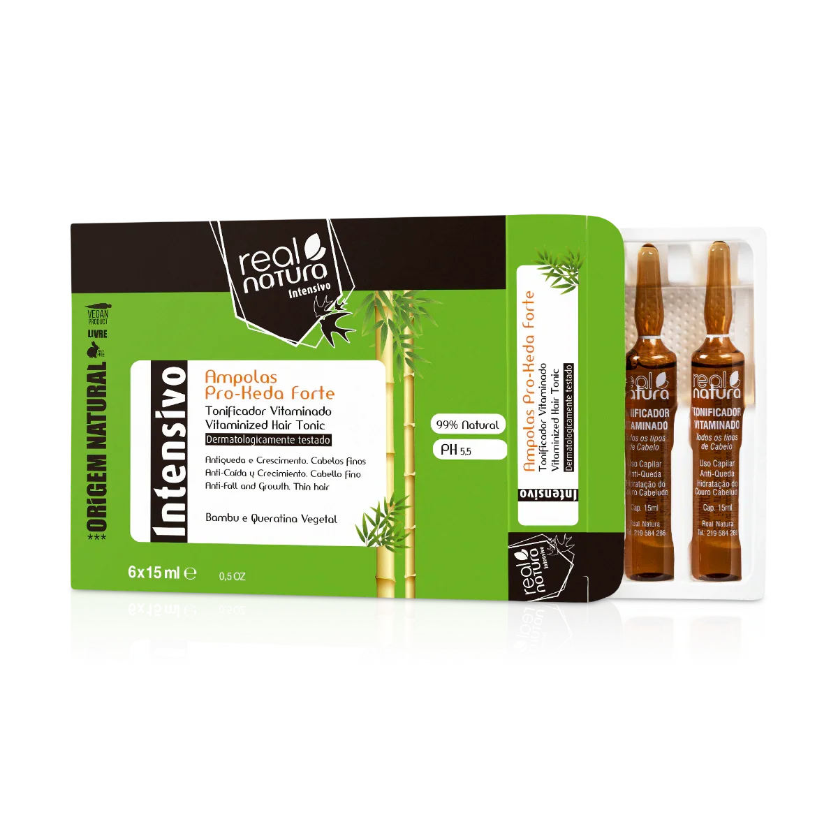 Real Natura Tónico Antiqueda Pro-Keda Forte 6 X 15ml - Ilha dos cosméticos