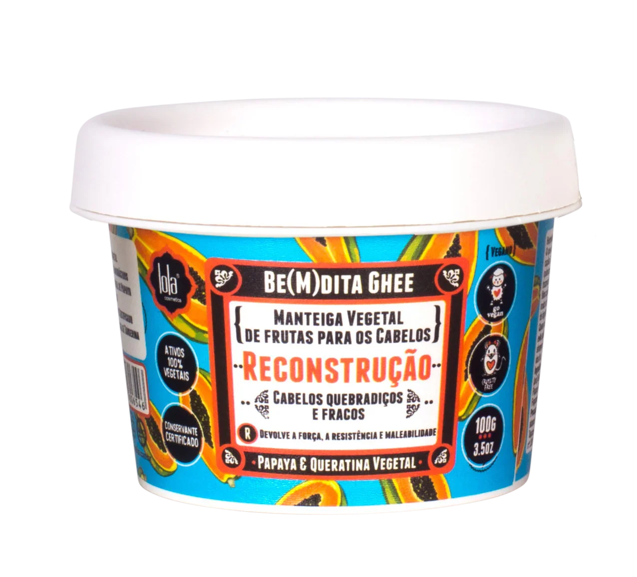 Lola Be(M)Dita Ghee Máscara Reconstrução Papaya e Queratina Vegetal 100g - Ilha dos cosméticos