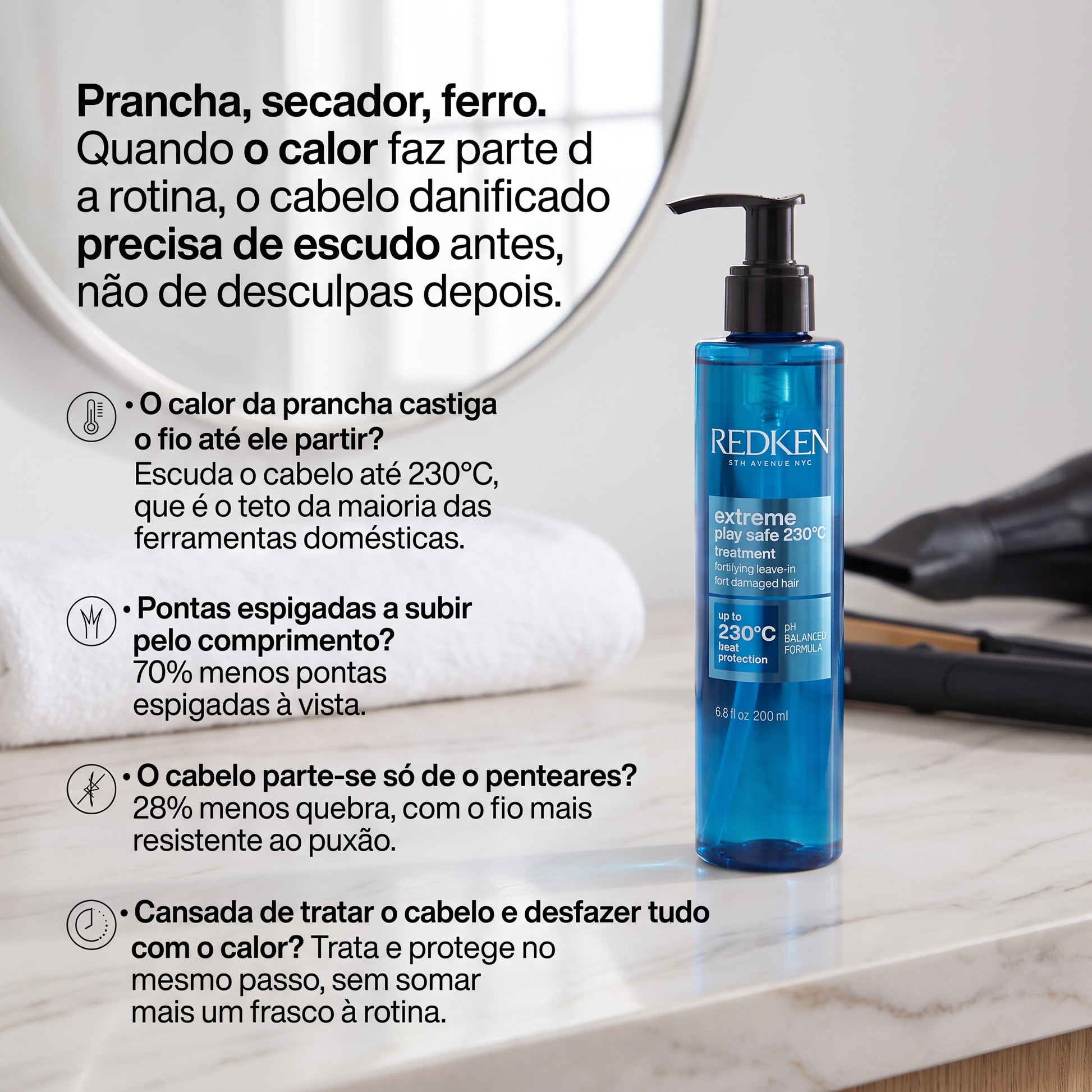 Redken Extreme Play Safe 230 Leave-in Termoprotetor Anti-Quebra 200ml — foto 2