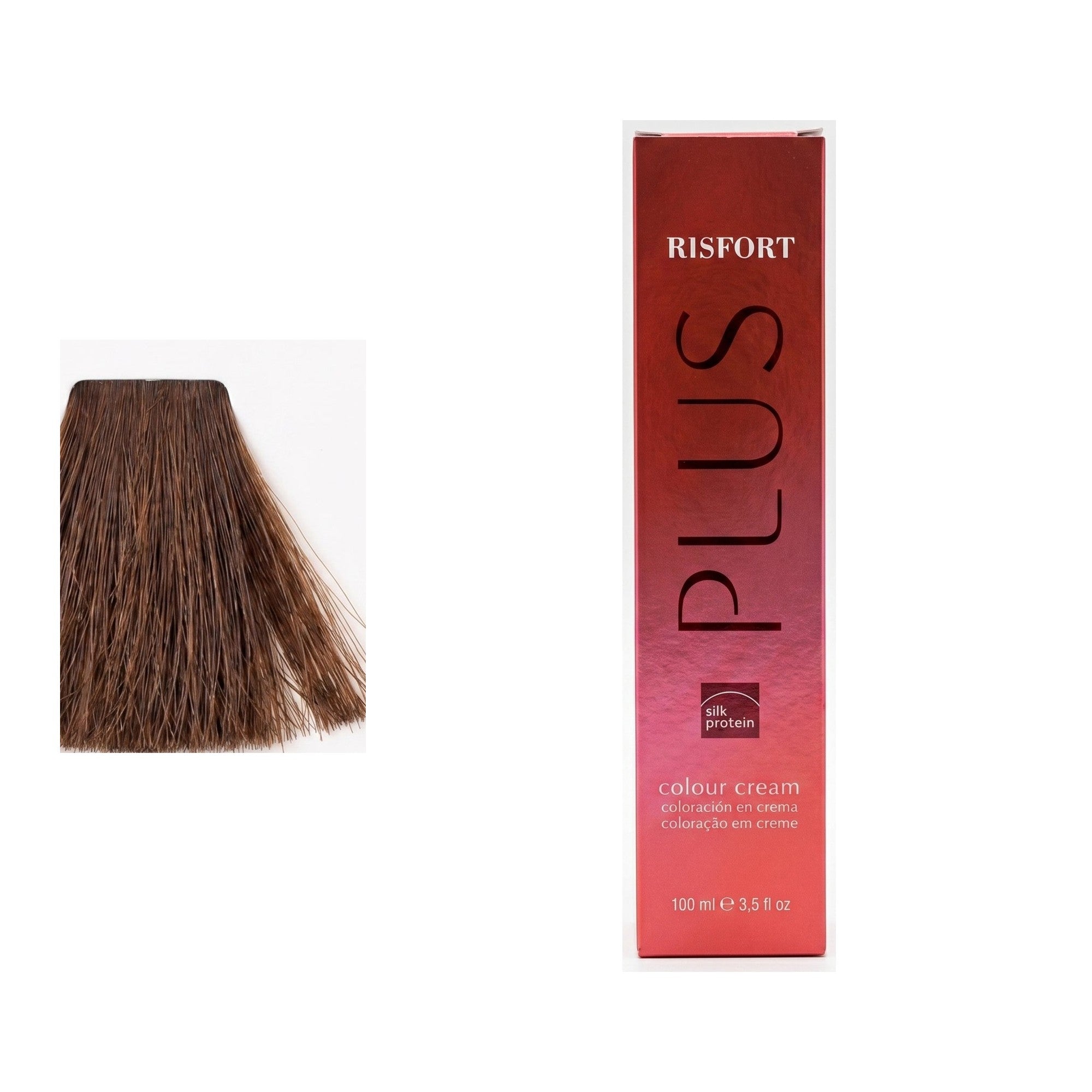 Risfort Plus tom 5CH: amostra da cor junto à embalagem de 100 ml