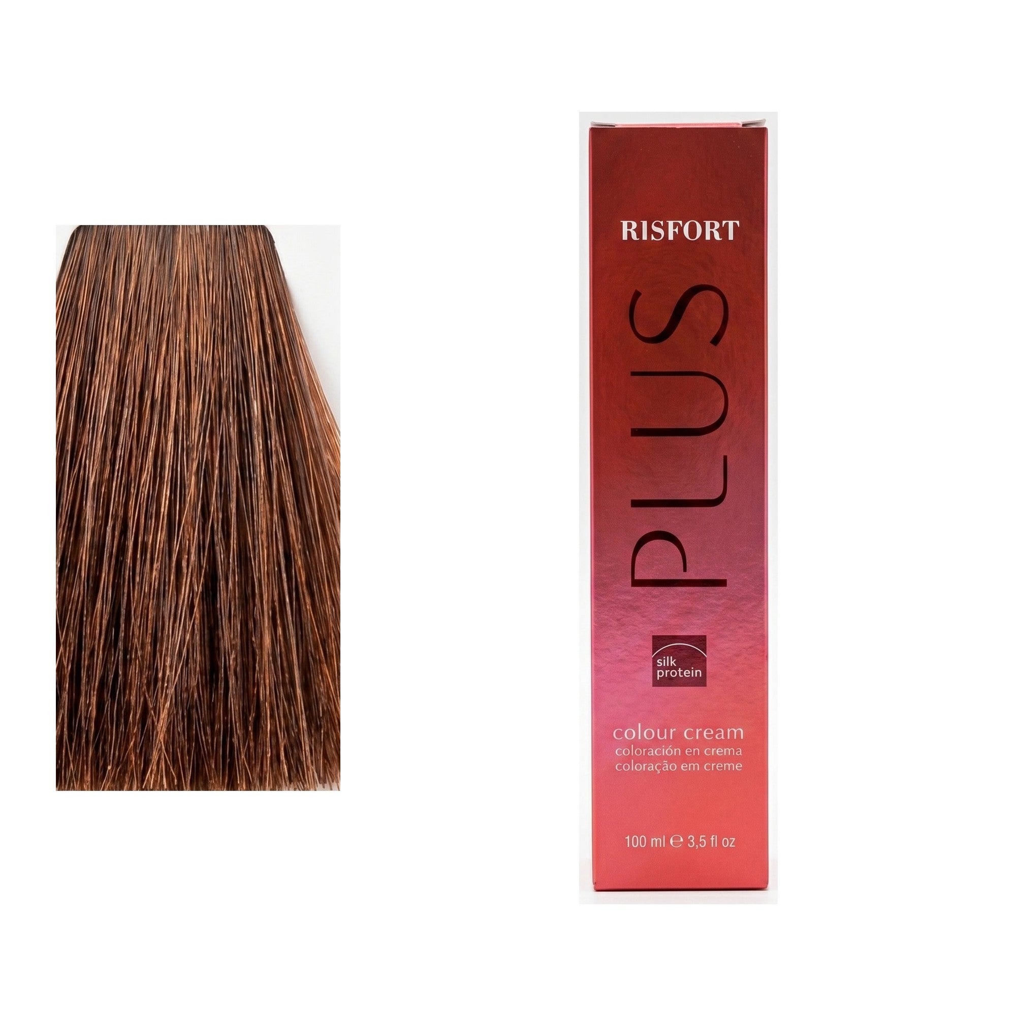Risfort Plus tom 6.34: amostra da cor junto à embalagem de 100 ml