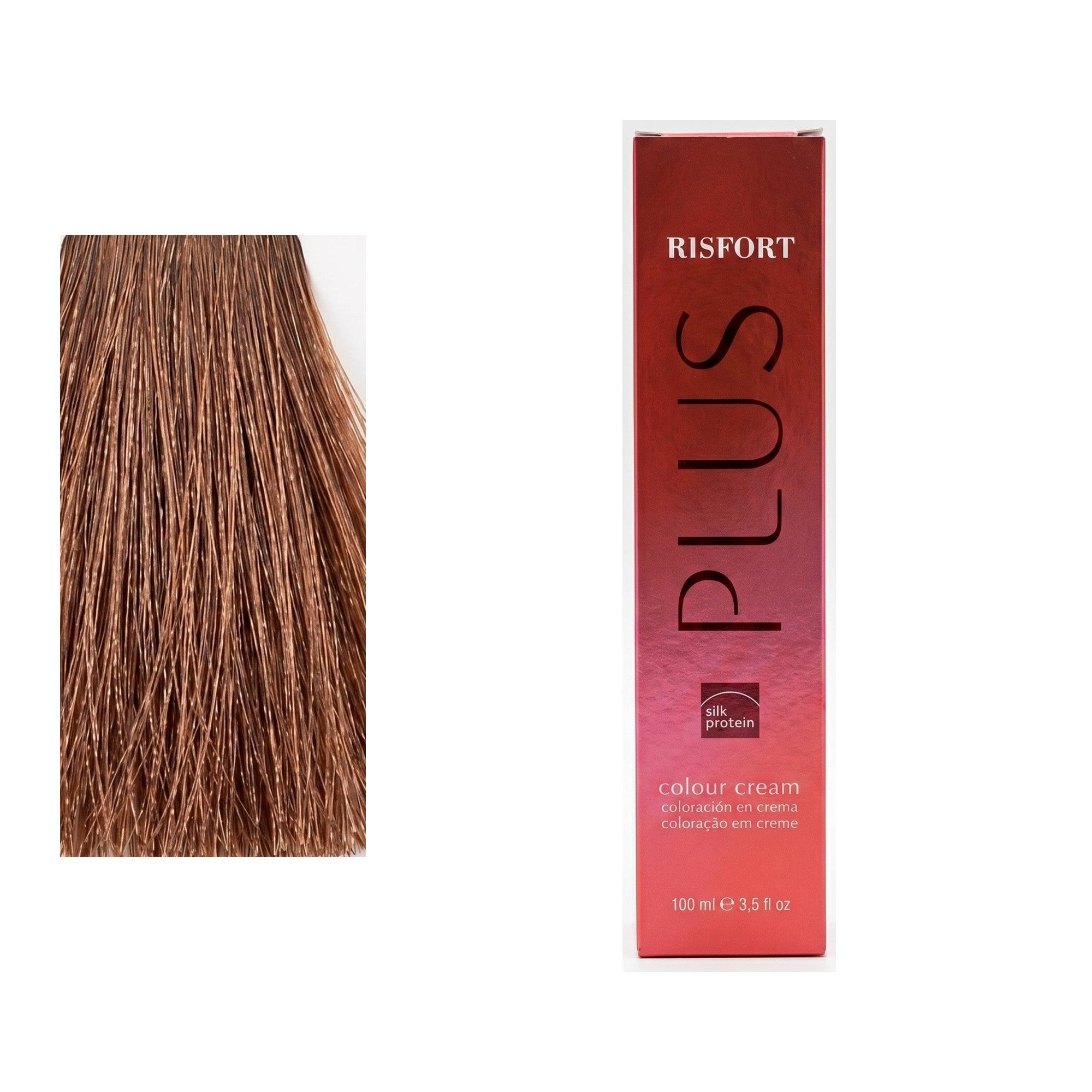 Risfort Plus tom 7CH: amostra da cor junto à embalagem de 100 ml