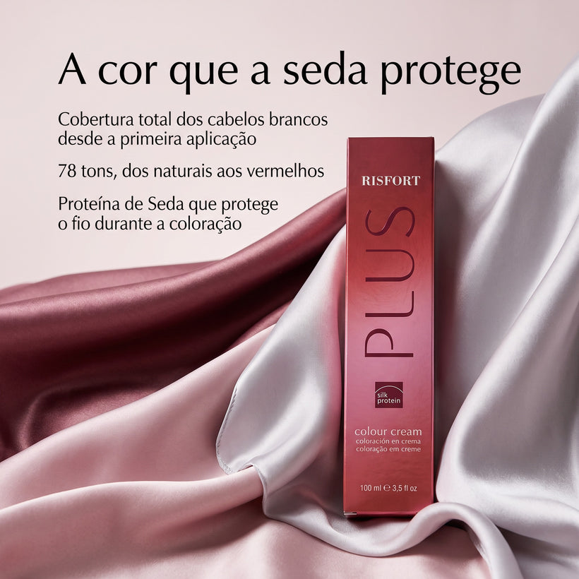Risfort Plus: cobertura total dos cabelos brancos, 78 tons, Proteína de Seda que protege o fio durante a coloração