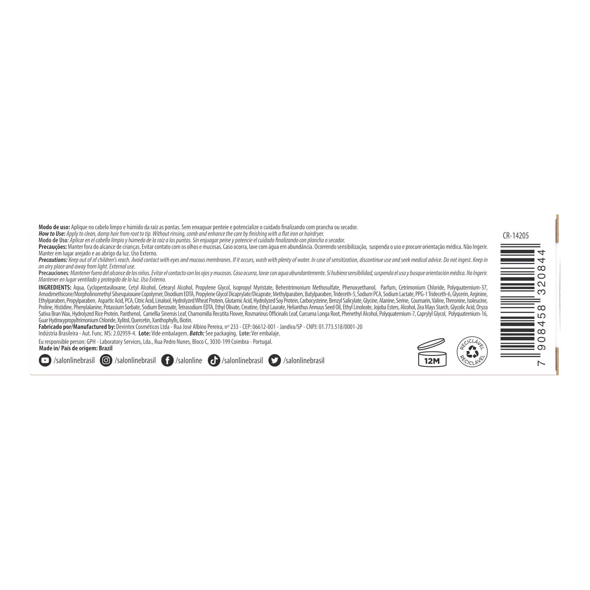 Salon Line Meu Liso Recarga De Queratina Vegetal 2x40g — foto oficial da marca