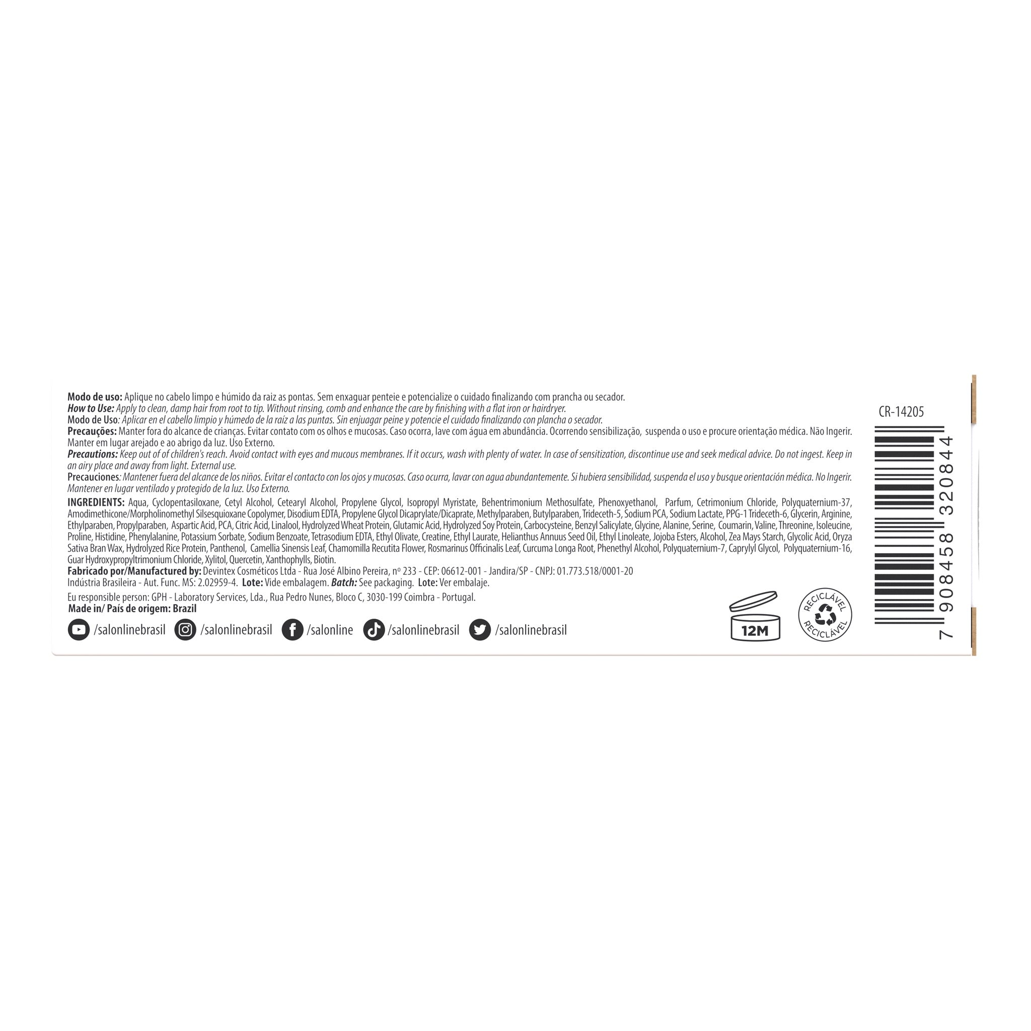 Salon Line Meu Liso Recarga De Queratina Vegetal 2x40g — foto oficial da marca