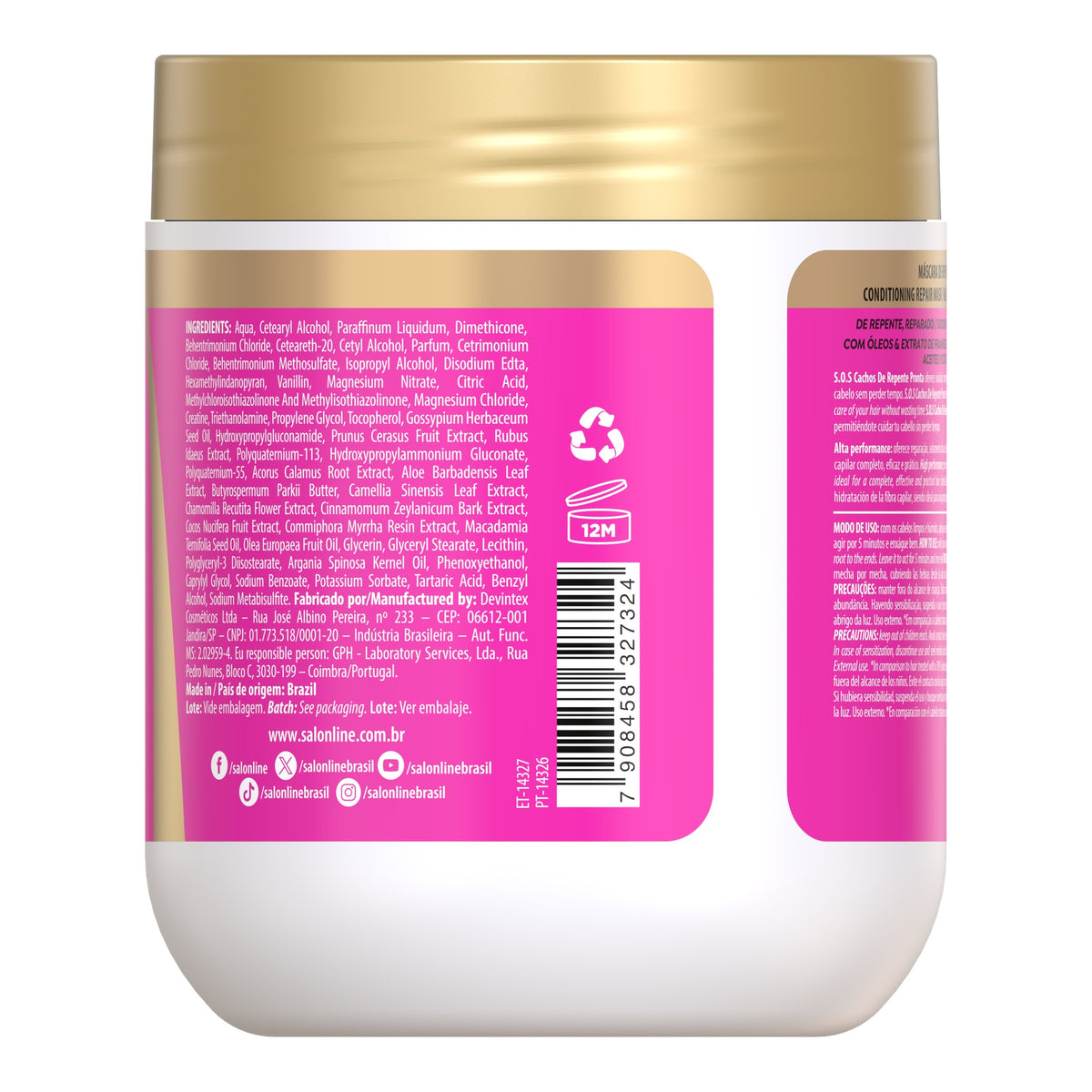 Salon Line S.O.S Cachos de Repente Pronta Máscara 500g — foto oficial da marca
