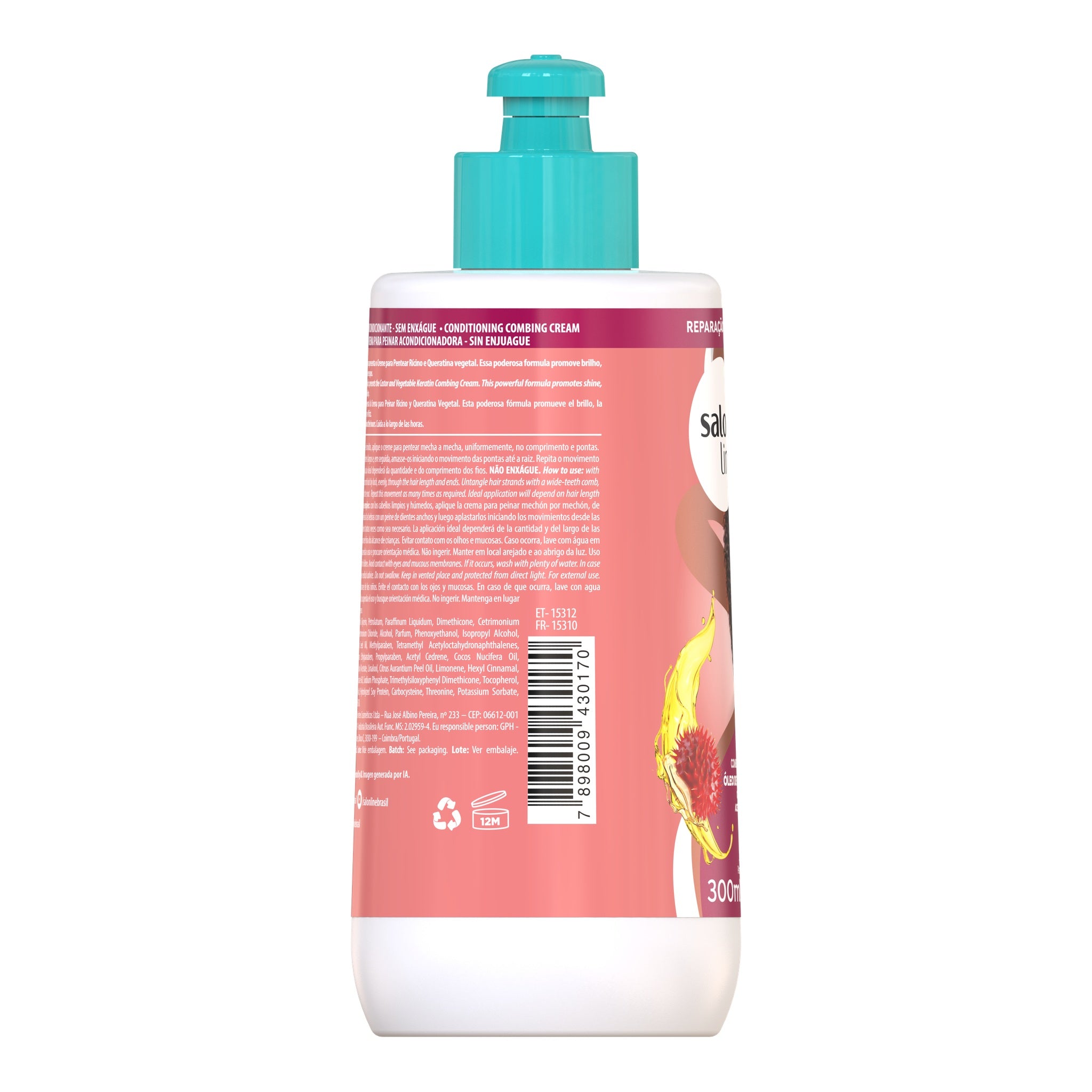 Salon Line SOS Cachos Rícino e Queratina Creme de Pentear 300ml — foto oficial da marca