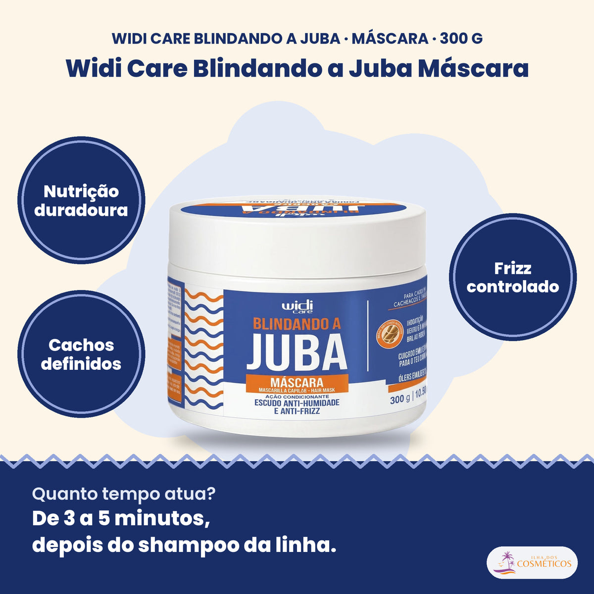 Widi Care Blindando a Juba Máscara: Nutrição duradoura, cachos definidos, frizz controlado
