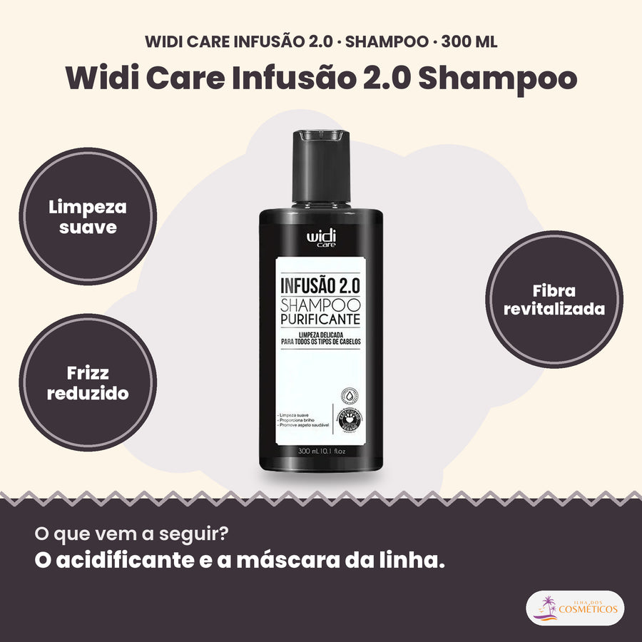 Widi Care Infusão 2.0 Shampoo: Limpeza suave, frizz reduzido, fibra revitalizada